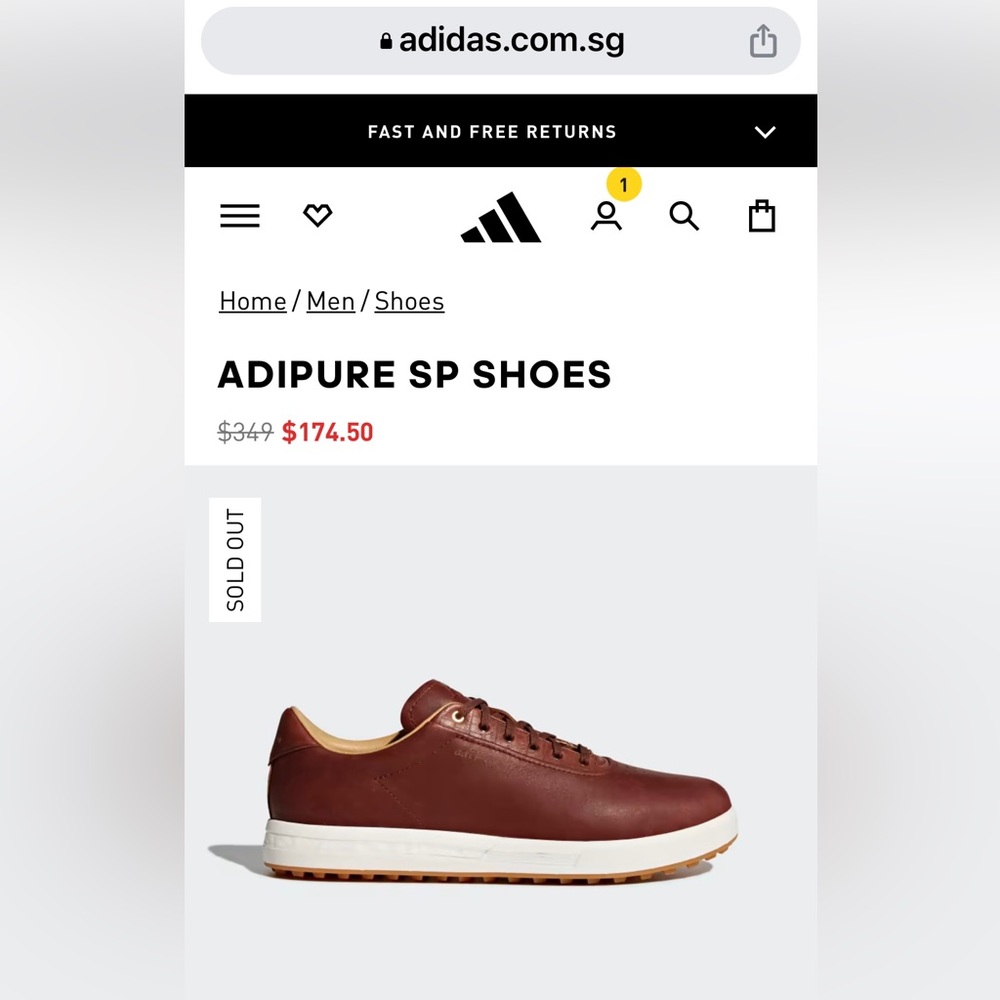 Adidas Adipure Sp Golf Shoes Brown Leather Size 9 Men… Gem